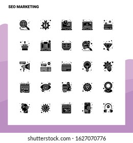 25 Seo Marketing Icon set. Solid Glyph Icon Vector Illustration Template For Web and Mobile. Ideas for business company.