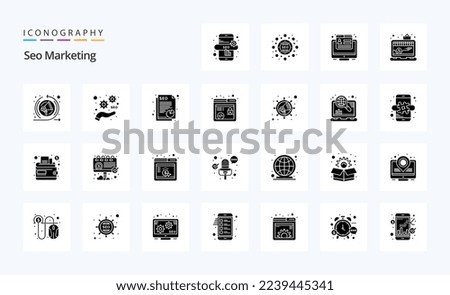 25 Seo Marketing Solid Glyph icon pack