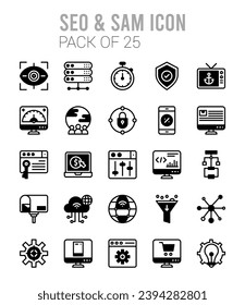 25 SEO und SAM Icons Pack Vektorgrafik.