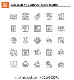 25 SEO web and advertising media icon set. vector background