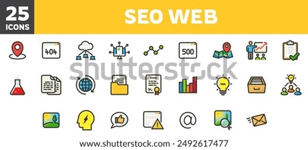 25 seo web icons set, vector line, editable stroke.