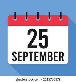 25. September-Kalender. blauer Hintergrund. Vektorkalender.