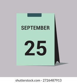 25 september calendar date icon minimal desk calendar vector illustration