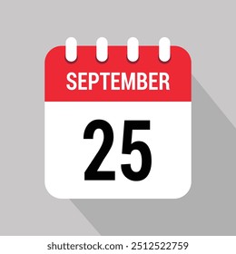 25 september calendar icon design object vector