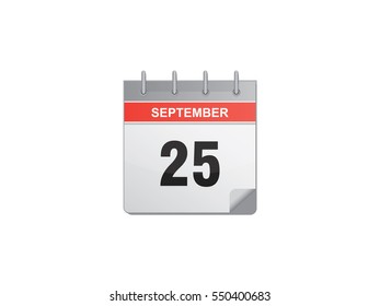 25 September calendar vector illustration on white background