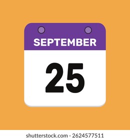 25 september calender icon text page monthly web design.