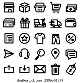 25 set of icons in trendy line style, Business, ecommerce, finance, accounting. Editable Vector. Vector illustration