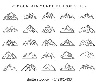 25 set of mountain illustration mono line icon design vector 