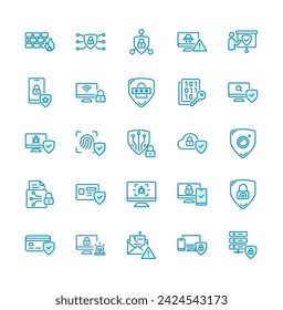 25 sets of cybersecurity guardians vector icons. Suitable for websites, mobile apps, printing, presentations, infographics and other projects.