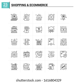 25 Shopping and ECommerce icon set. vector background