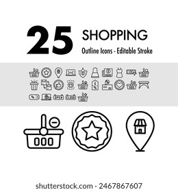 25 shopping line icon  vector symbol
