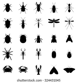 25 Silhouette Bug Insect Set