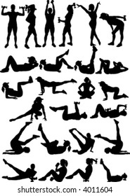 25 silhouettes of fitness girl