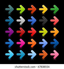 25 simple arrow icon web 2.0 button with shadow on black background