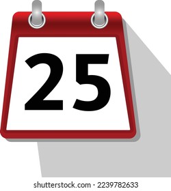 25 simple calendar icon on white background
