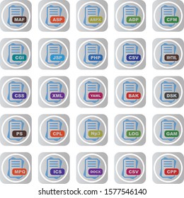 25 Simple File Format Related Color Icons
