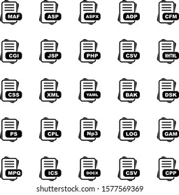 25 Simple File Format Related Color Icons
