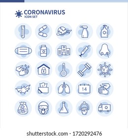 25 simple vector icons related to coronavirus