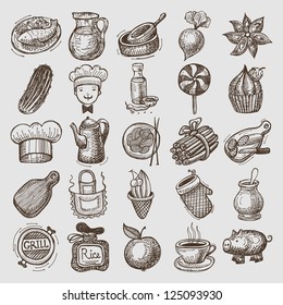 25 Sketch Doodle Icons Food