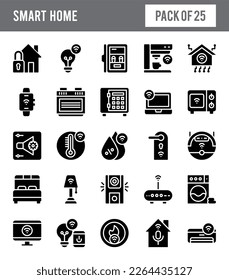 25 Smart Homes Glyph icon pack. vector illustration.