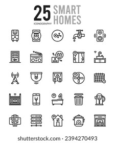 25 Smart Homes. icons Pack. vector illustration.