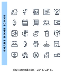 25 Smart Homes ícone linear pack. ilustração vetorial.