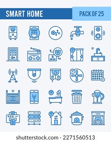 25 casas inteligentes. Paquete de dos iconos de color. ilustración vectorial.