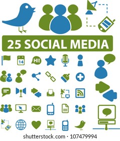 25 Social Media Icons Set, Vector