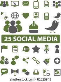 25 social media icons, signs, vector illustrations