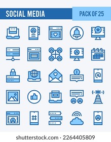 25 Social Media. Two Color icons Pack. vector illustration.