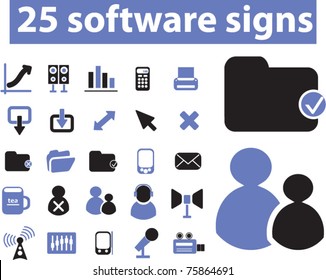 25 software signs & icons, vector