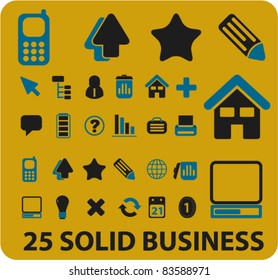 25 solid business icons, signs, vector illustration set