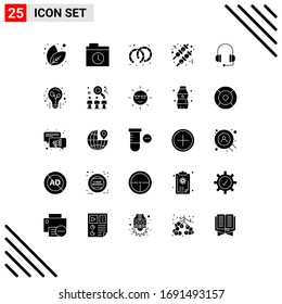 25 Solid Glyph concept for Websites Mobile and Apps light bulb; bulb; jewelry; support; headphones Editable Vector Design Elements