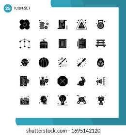 25 Concepto de glifo sólido para sitios web móviles y aptitud para aplicaciones; campana de hervidor; torre; gimnasio; elementos de diseño de vectores editables por carretera
