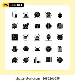 25 Solid Glyph concept for Websites Mobile and Apps count; time; packages; stopwatch; medical store Editable Vector Design Elements