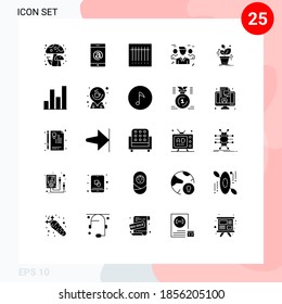 25 Solid Glyph concept for Websites Mobile and Apps success; grow; scan; plant; people Editable Vector Design Elements