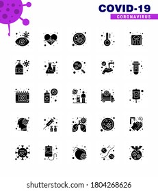 25 Solid Glyph Coronavirus Covid19 Icon pack such as scale; thermometer; blood bacteria; temperature; healthcare viral coronavirus 2019-nov disease Vector Design Elements
