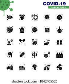 25 Solid Glyph Coronavirus Covid19 Icon pack such as influenza; corona virus; bacteria; corona; bacteria viral coronavirus 2019-nov disease Vector Design Elements