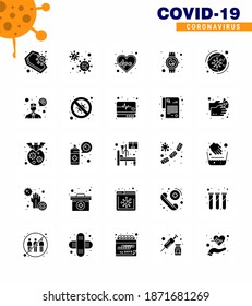 25 Solid Glyph Coronavirus Covid19 Icon pack such as smart watch; medical; ; healthcare; health care viral coronavirus 2019-nov disease Vector Design Elements