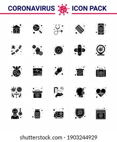 25 Solid Glyph viral Virus corona icon pack such as medical; pills; sample; medical; stethoscope viral coronavirus 2019-nov disease Vector Design Elements