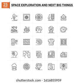 25 Space Exploration And Next Big Things icon set. vector background