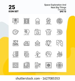 25 Space Exploration And Next Big Things Icon Set. 100% Editable EPS 10 Files. Business Logo Concept Ideas Line icon design