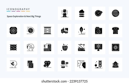 25 Space Exploration And Next Big Things Solid Glyph icon pack