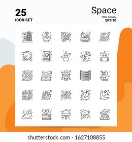 25 Space Icon Set. 100% Editable EPS 10 Files. Business Logo Concept Ideas Line icon design