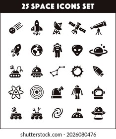 25 Space Science icons set
