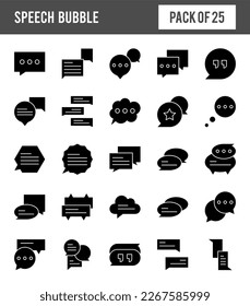 25 Speech Bubble Glyph icon pack. vector illustration.