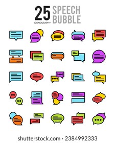 25 Speech Bubble. icons Pack. vector illustration.