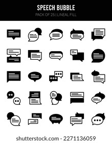 25 Iconos de relleno lineal de burbujas de voz Empaquetar ilustración vectorial.