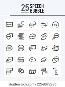 25 Speech Bubble Outline icons Pack vector illustration.