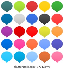 25 speech bubble sign web icon ellipse shape on white background. Empty buttons in popular soft colors. Newest flat simple modern minimal metro style. Internet design element vector illustration 8 eps